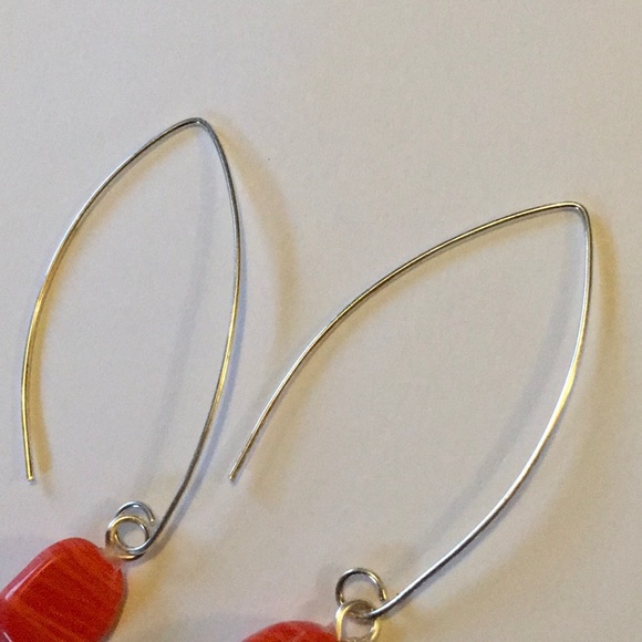Orange Banded Jasper Sterling Dipped Earrings - Picture 3 of 3